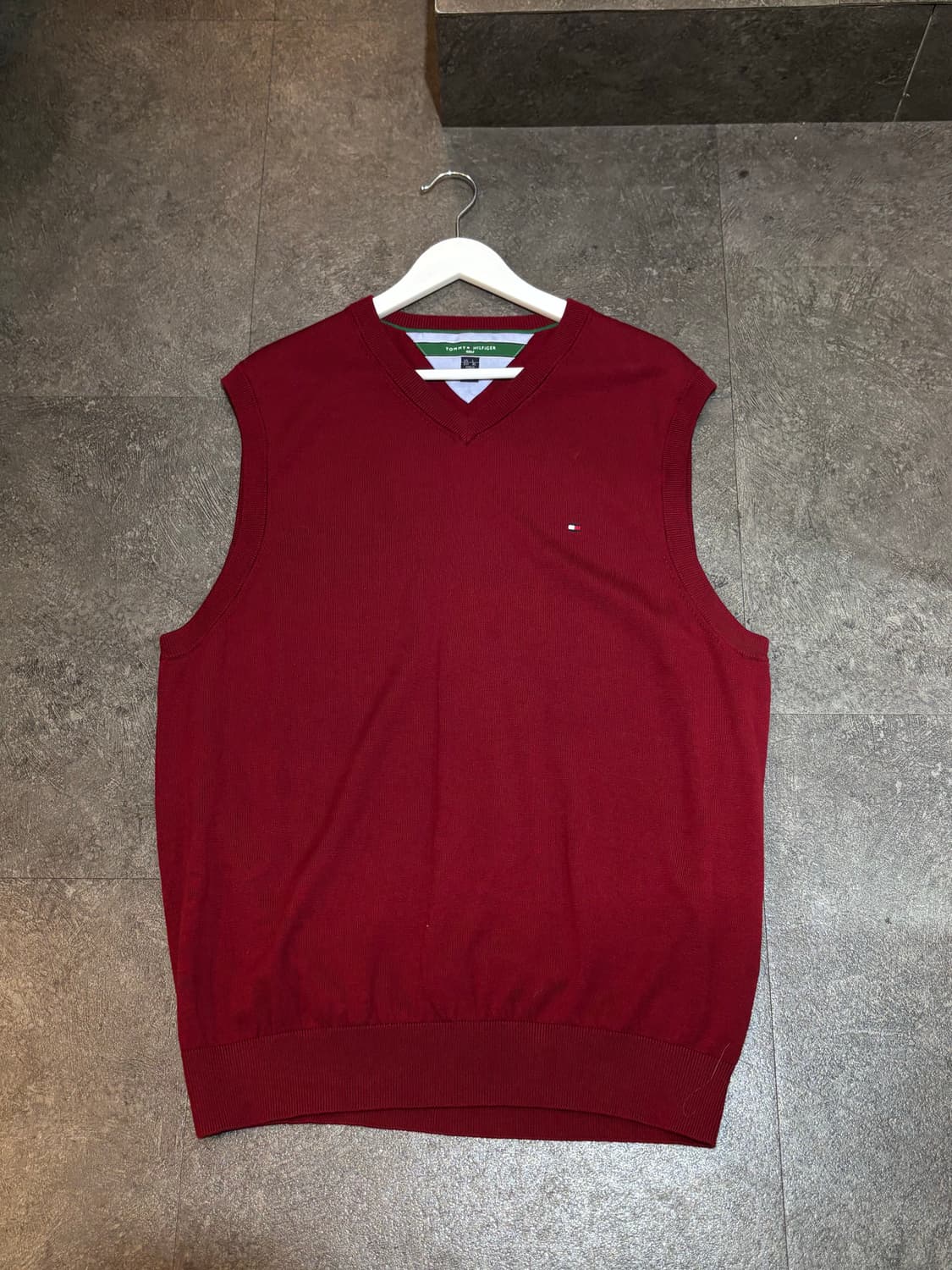 타미힐피거 니트조끼 버건디 XL사이즈 상품이미지2