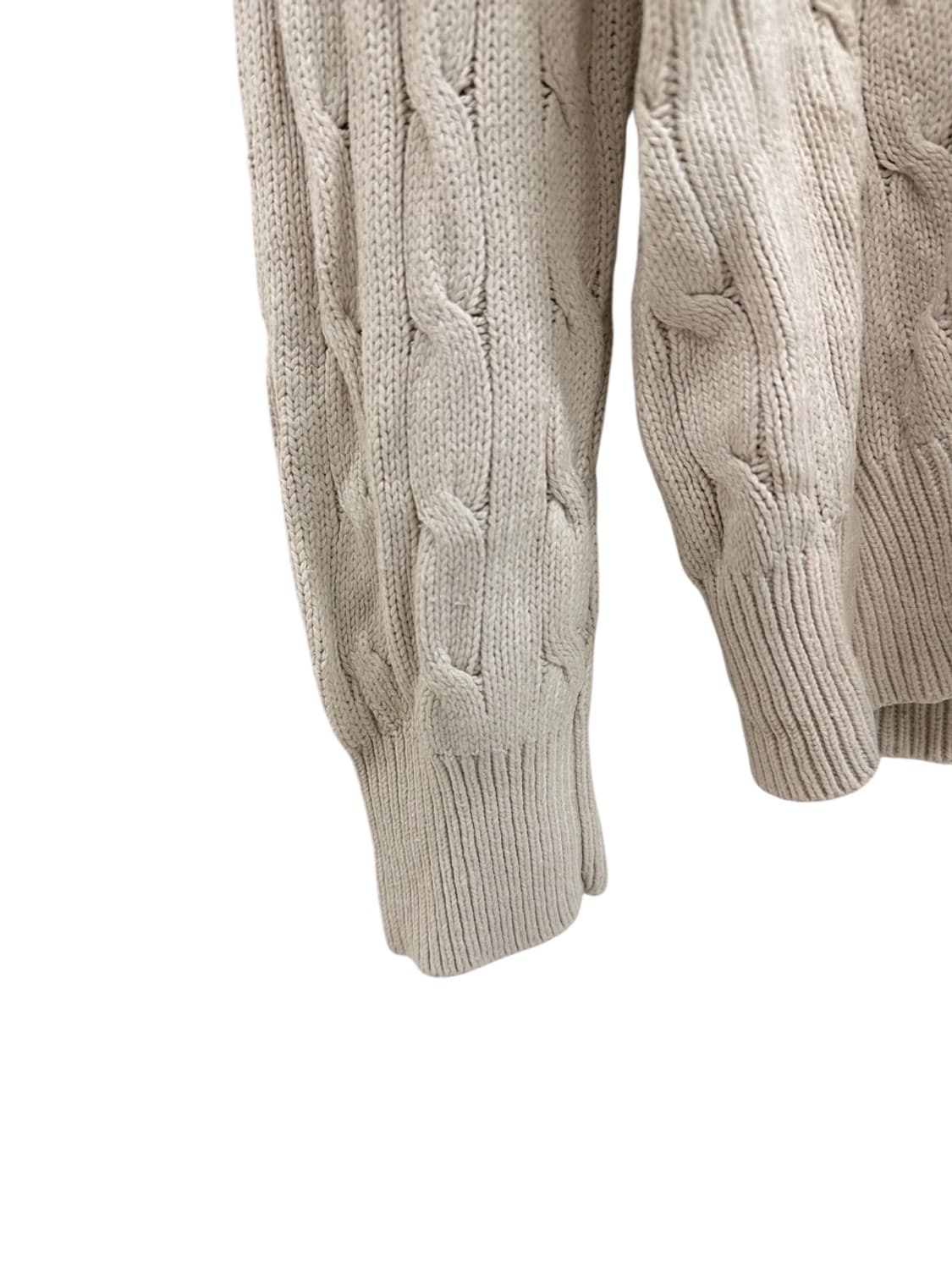 폴로 반집업 꽈배기 케이블 니트 아이보리 (S) 상품이미지7