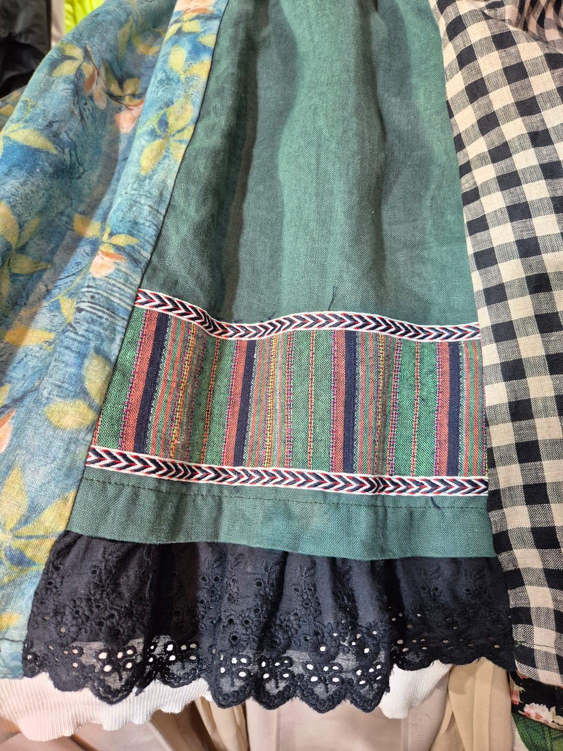 린넨 패치워크 롱 스커트 허리단면 41 33 34 35인치 가능 상품이미지9