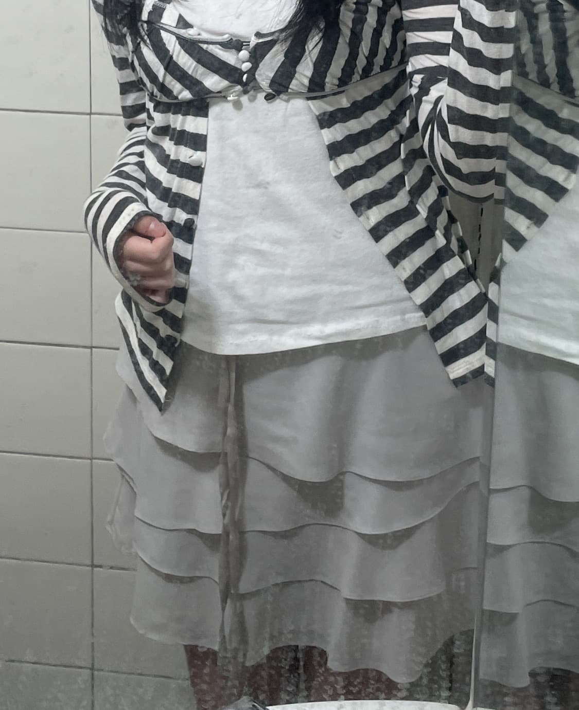 페어리 레이어드 플레어 리본 캉캉 스커트 라이트 그레이 상품이미지4