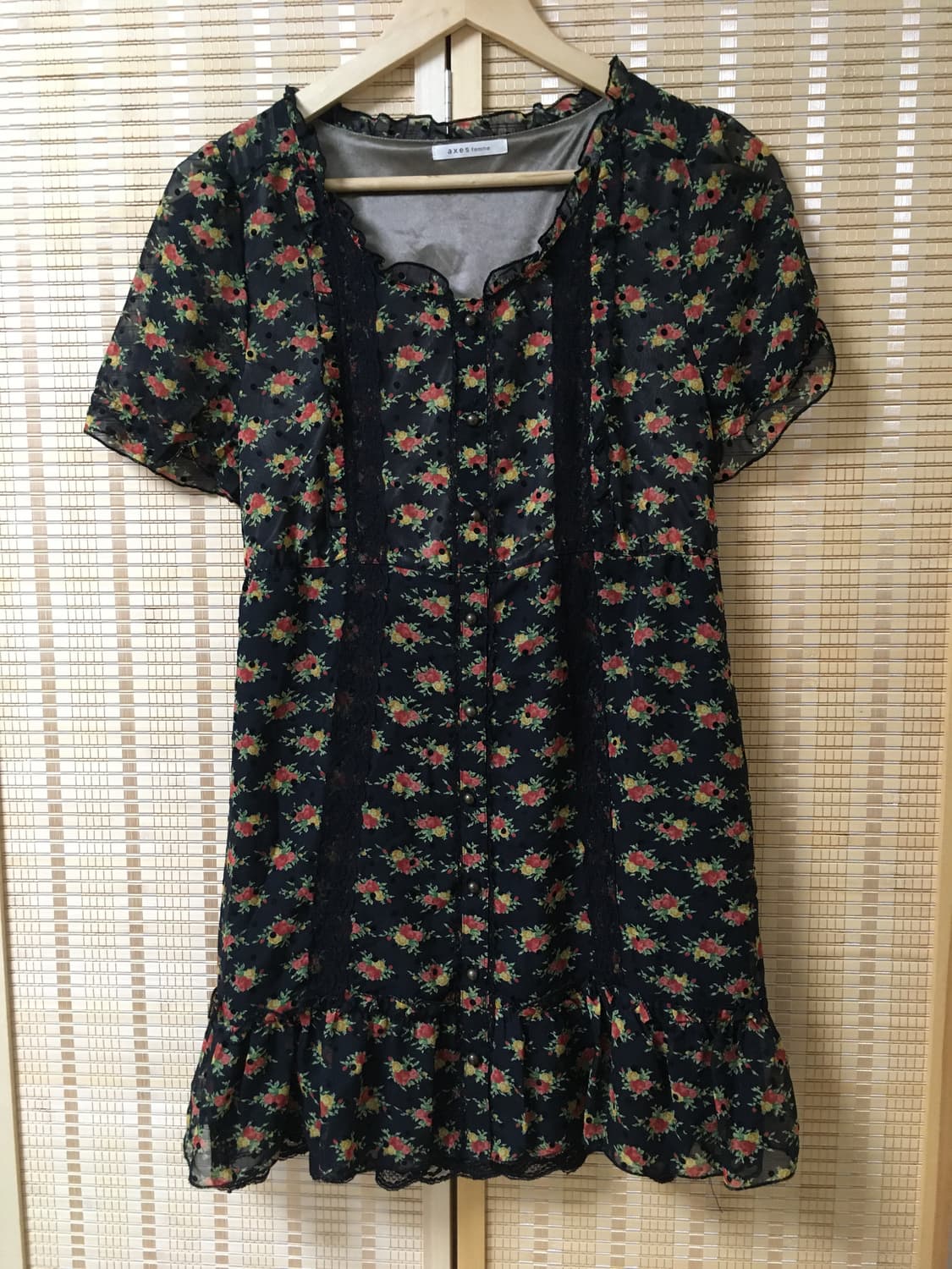 일본 빈티지 도트 플라워 원피스 상품이미지1