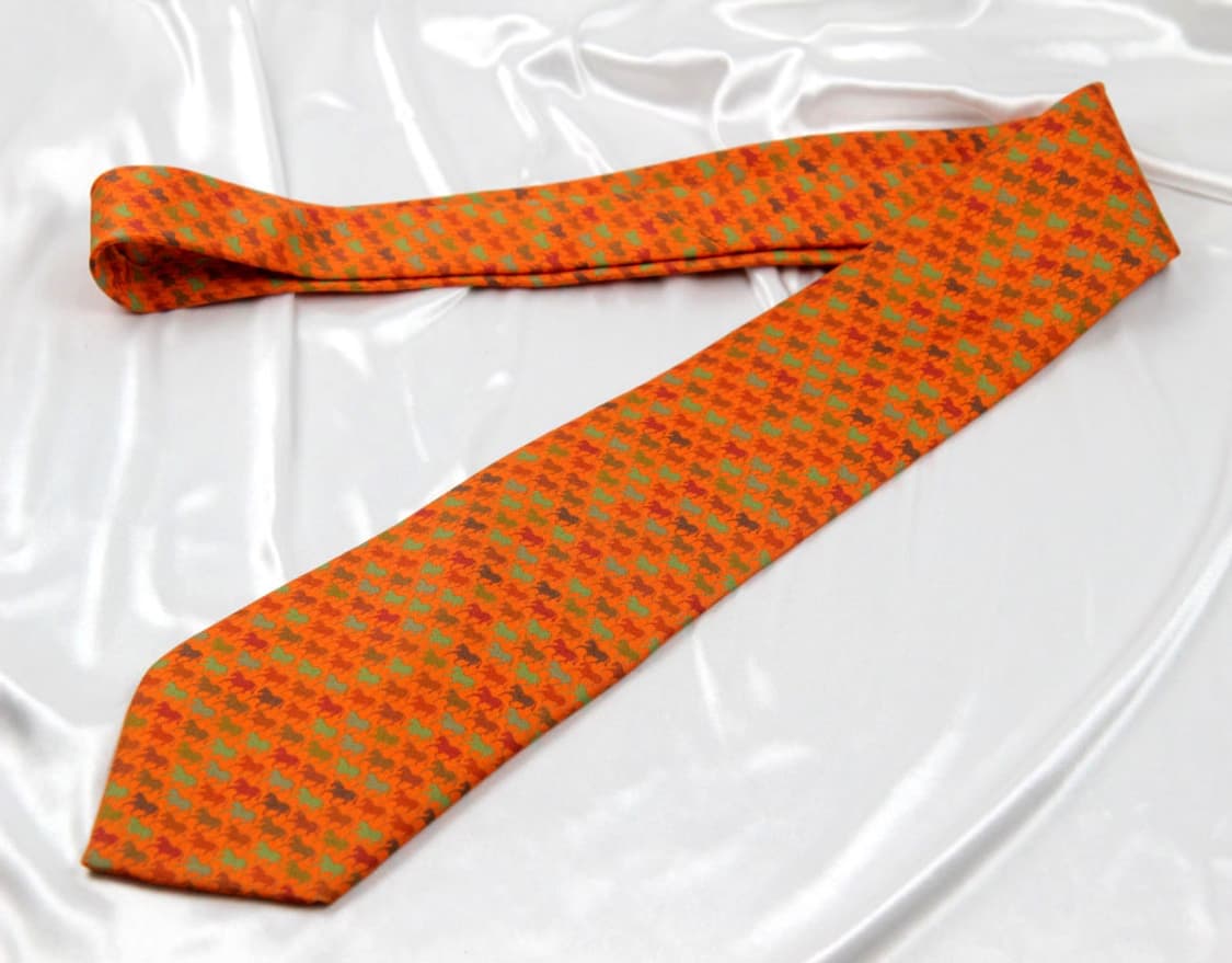 에르메스 9cm A+등급 오렌지 말 남자 명품 넥타이 상품이미지5