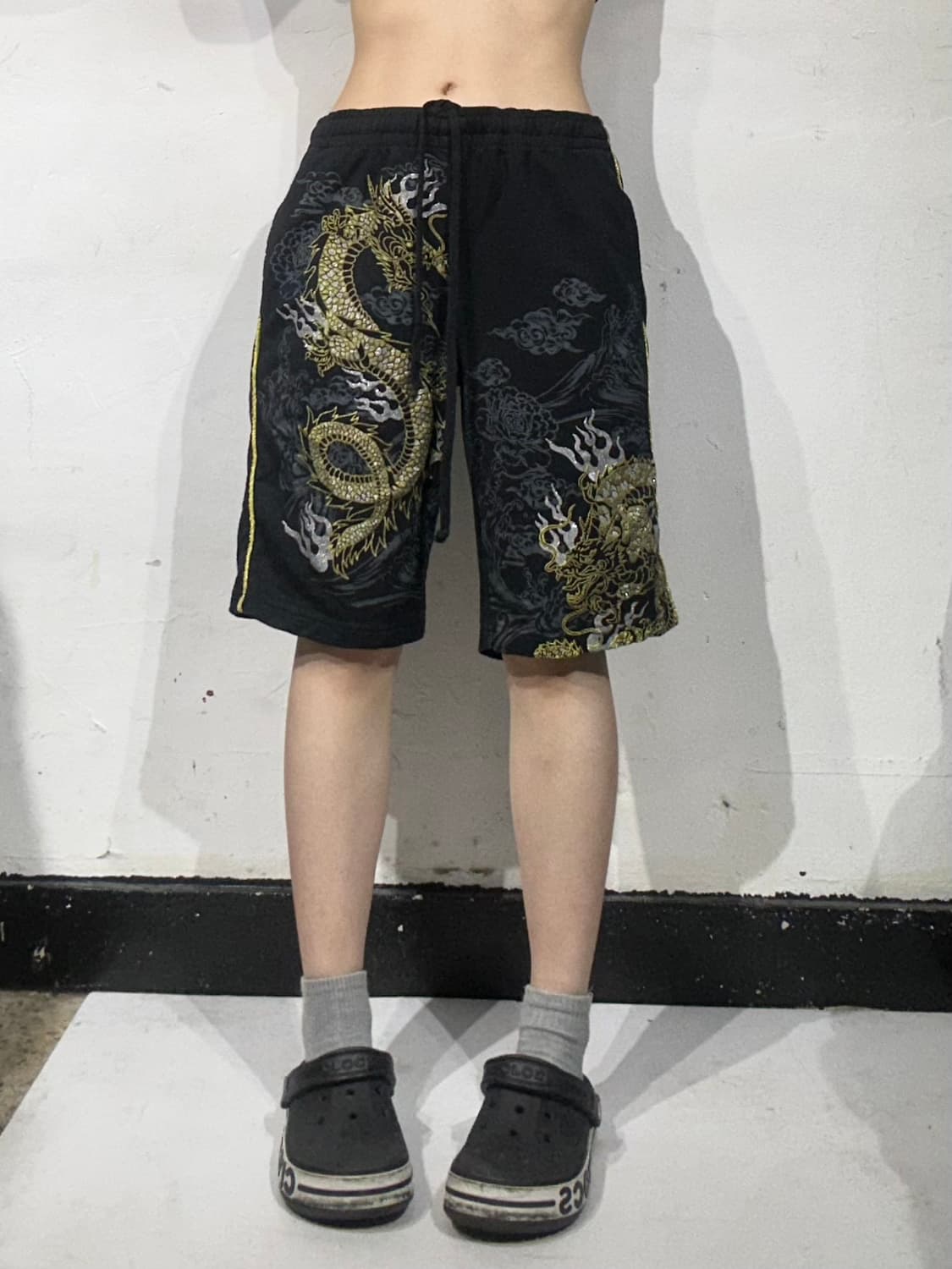 빈티지 블랙 오리엔탈 반바지 버뮤다 팬츠 M 상품이미지2