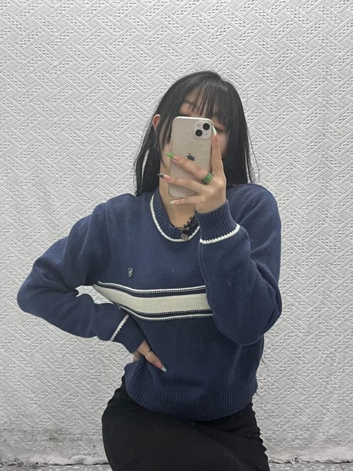 마리떼프랑소와저버 캐주얼 레트로 배색 세미크롭 니트 M C08884 상품이미지2