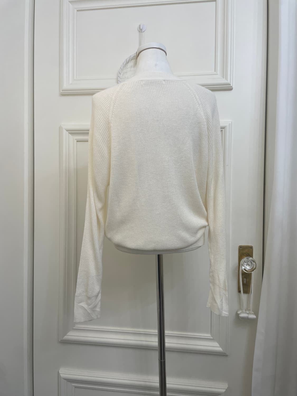 ivory basic waffle crop cardigan(size-M) 상품이미지3