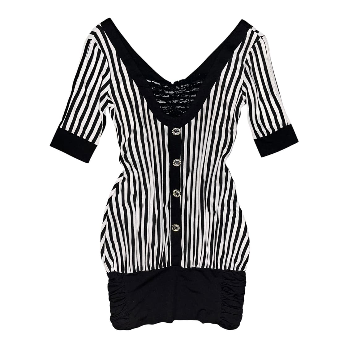 diable baiser스트라이프 셔링 7부 브이넥 오프숄더 원피스 갸루 상품이미지1