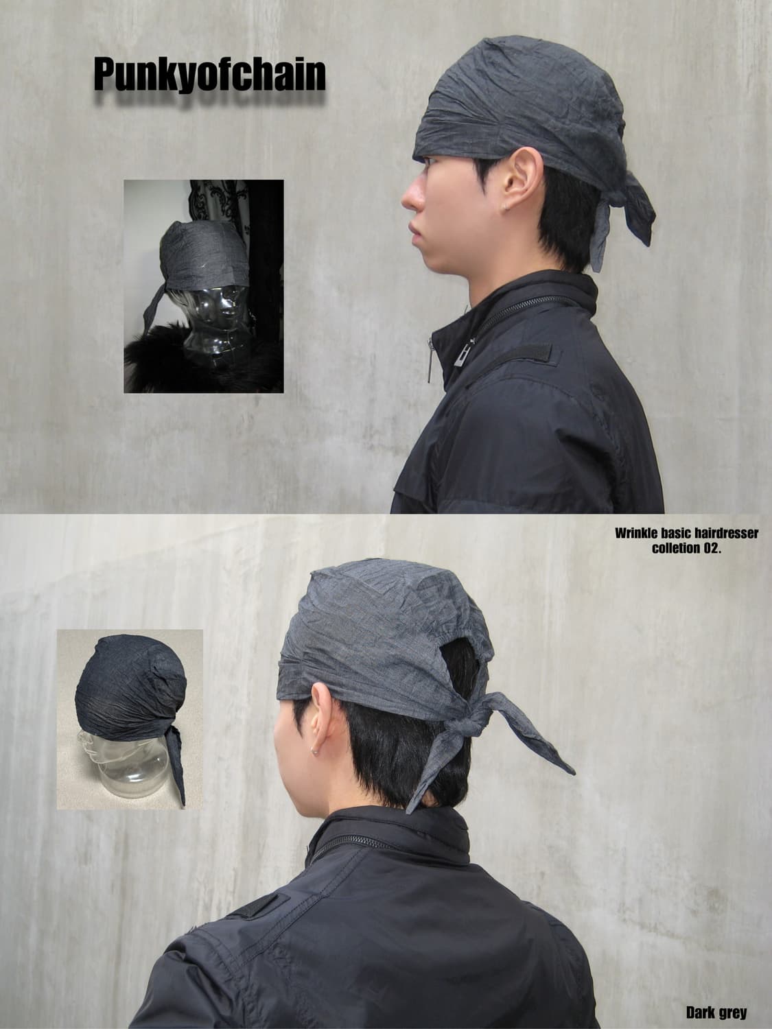 남여공용 링클 베이직 듀렉 헤어두건 비니  상품이미지2