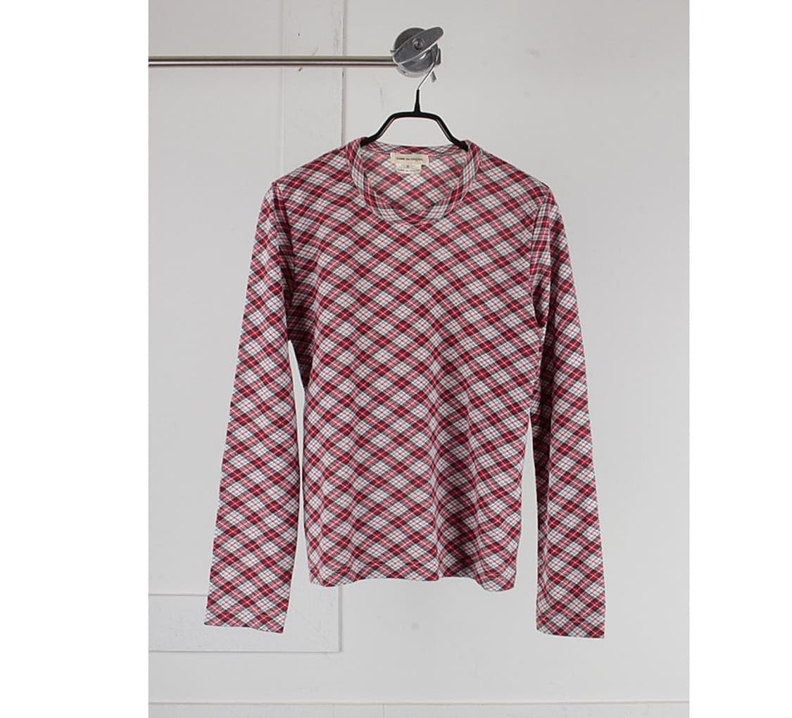 05 꼼데가르송 체크 슬림 티셔츠 상품이미지1