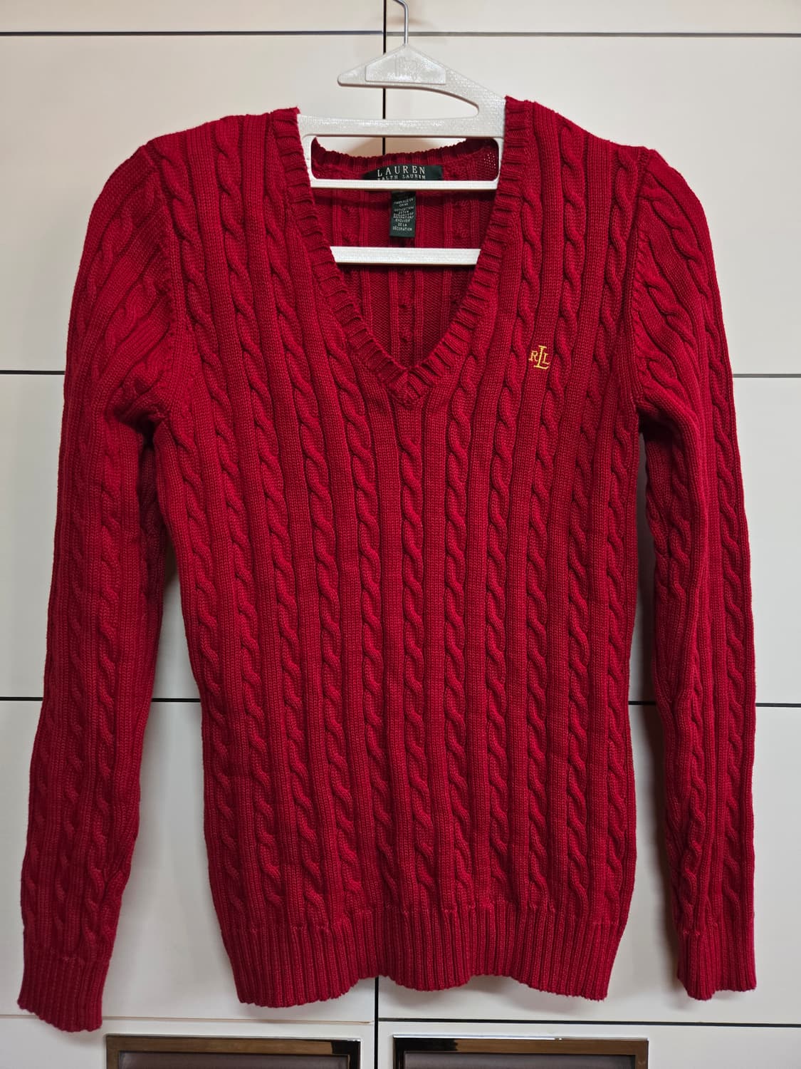 로렌 랄프로렌 정품 여성 브이넥 케이블 니트 상품이미지2