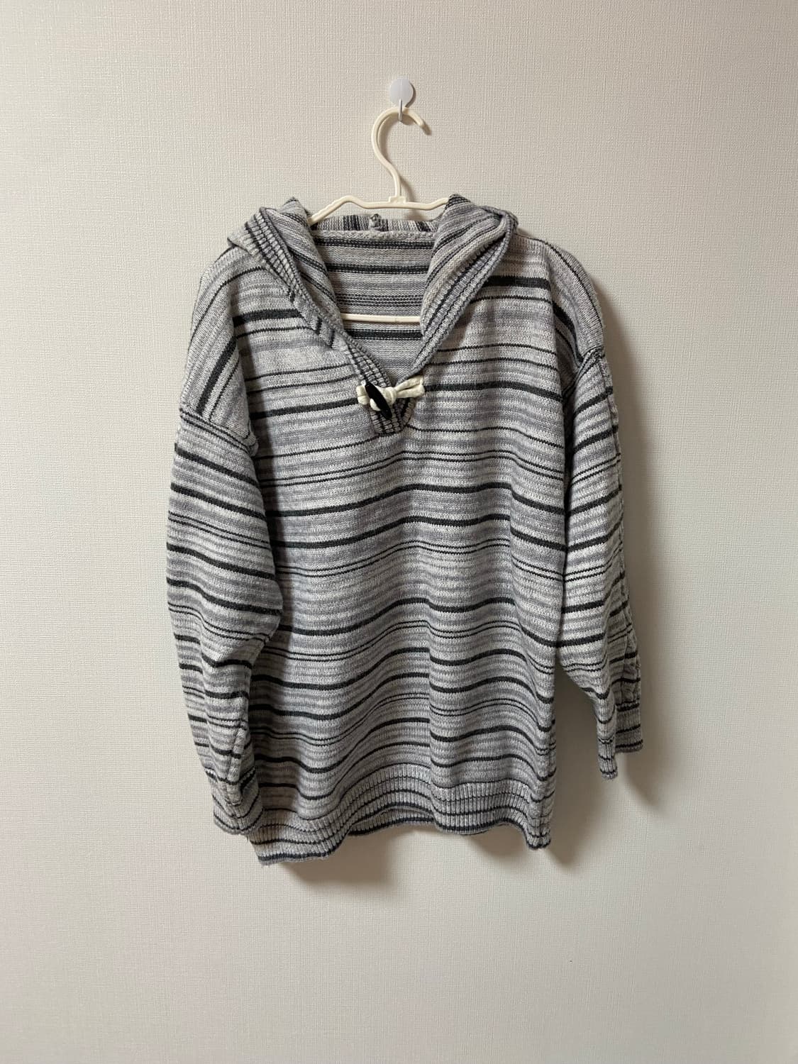 빈티지 사와코 모리걸 떡볶이후드 니트 스트라이프 상품이미지2