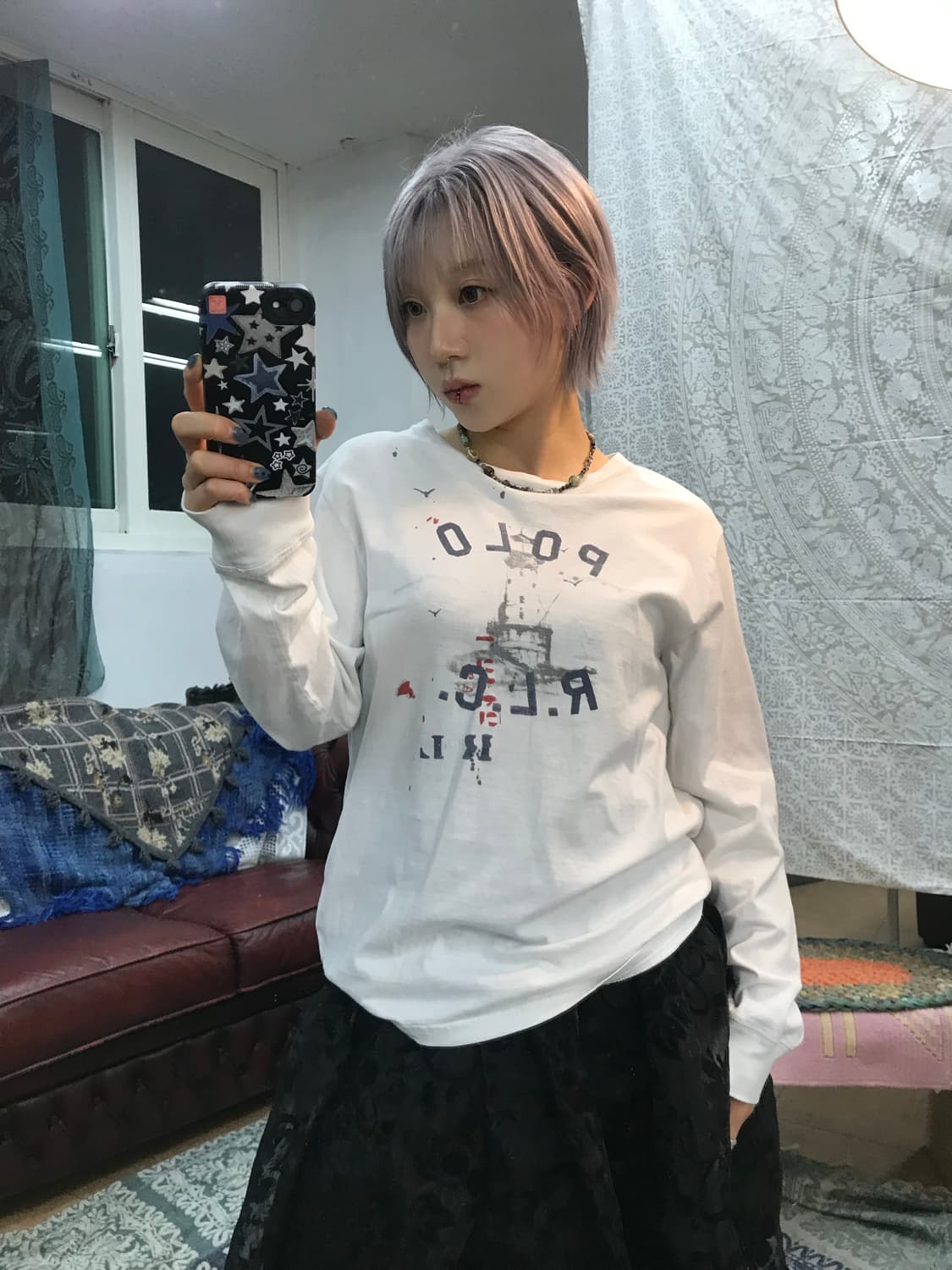 폴로 랄프로렌 여성 프린팅 롱슬리브 긴팔 티  상품이미지1