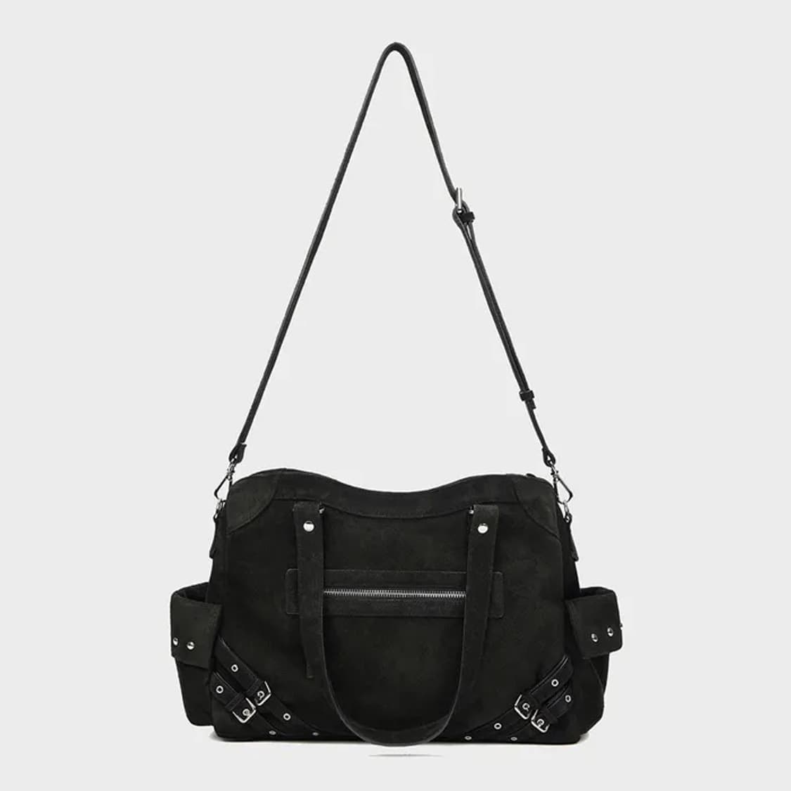 다이닛 가방 스웨이드 블랙 STUD POCKET BIG BAG  상품이미지4
