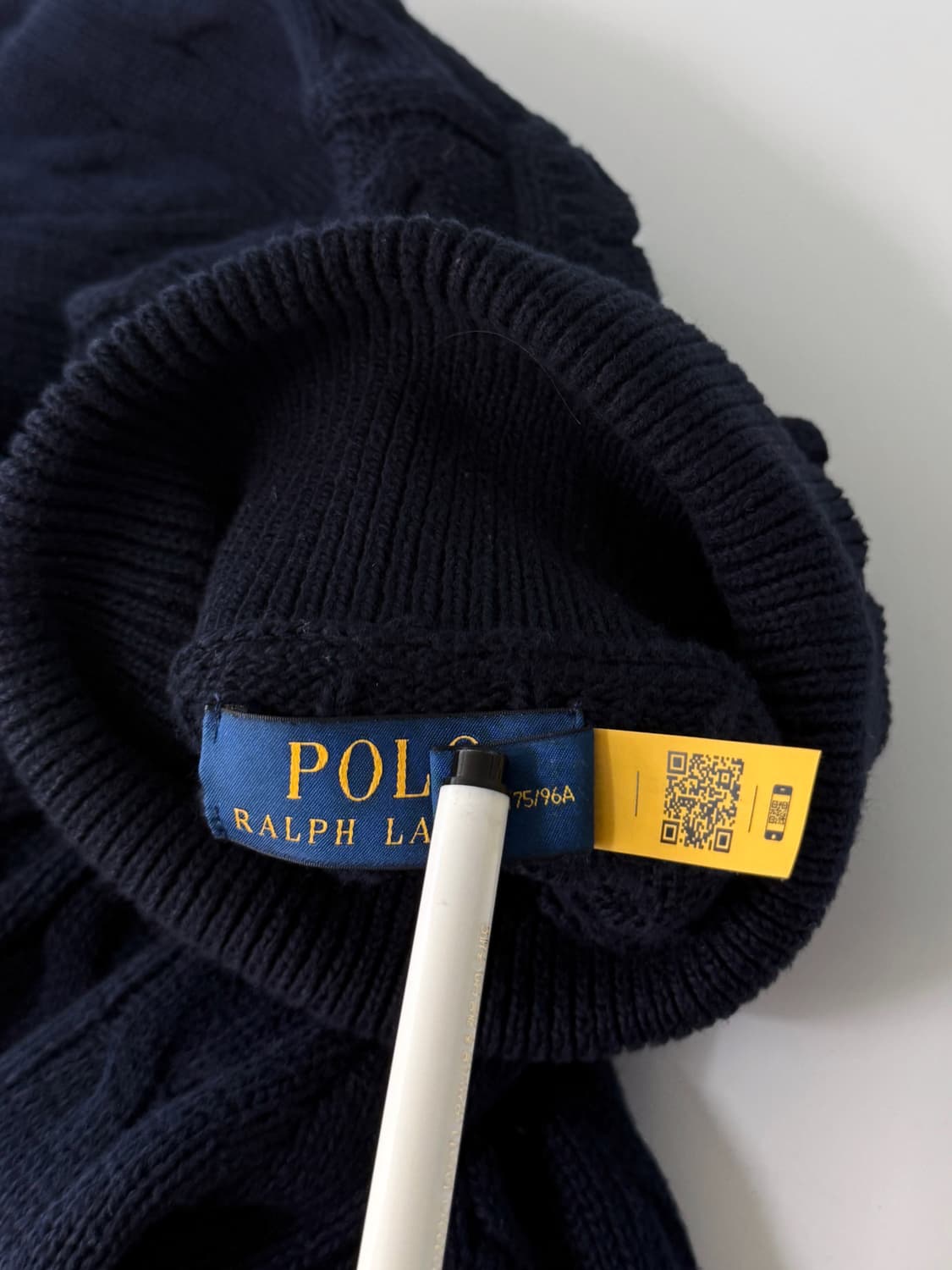 폴로 랄프로렌 루즈핏 신형 QR라벨 딥네이비 폴라 케이블 니트 상품이미지6