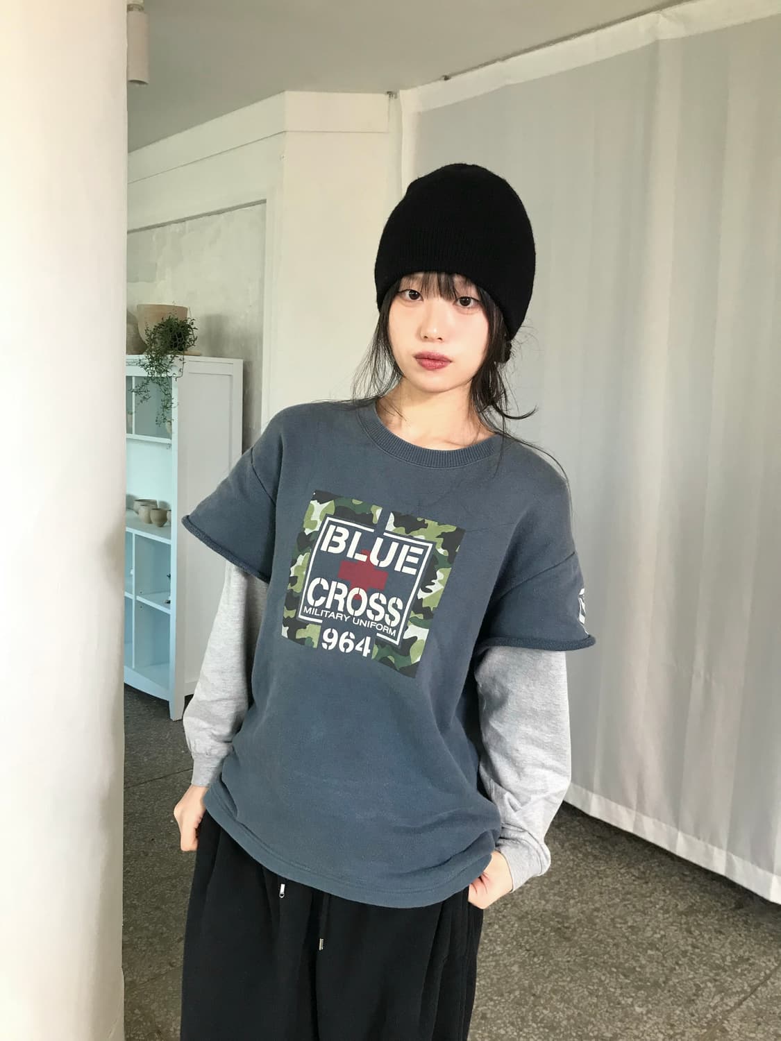 블루 크로스 티셔츠 상품이미지3