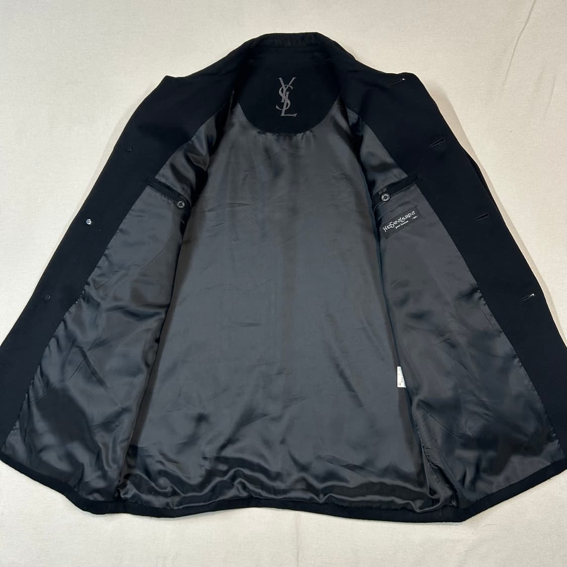 L) YSL 입생로랑 울 미디움 코트 자켓 블랙 상품이미지4