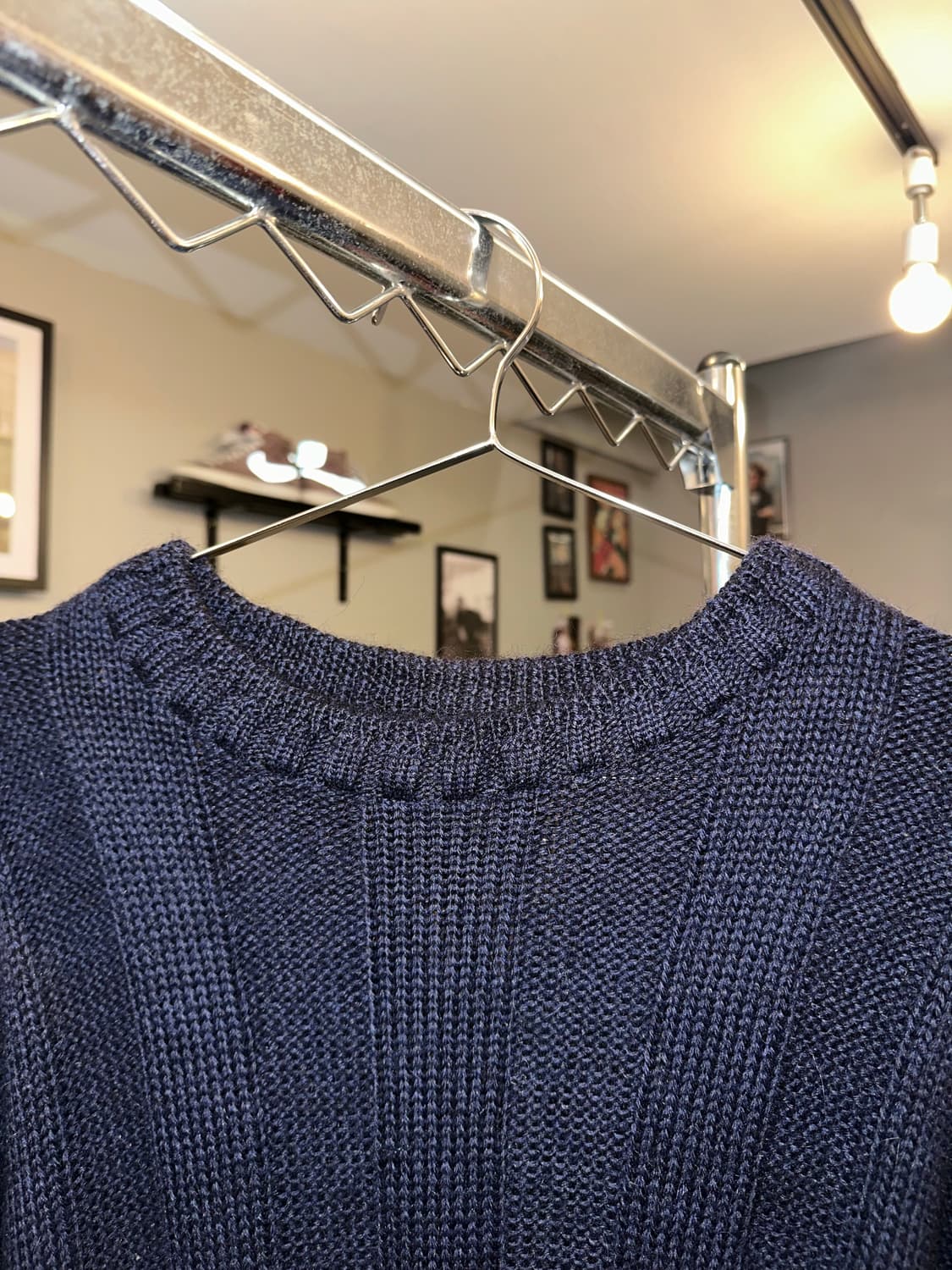 Gant line pattern detail navy wool knit 상품이미지5