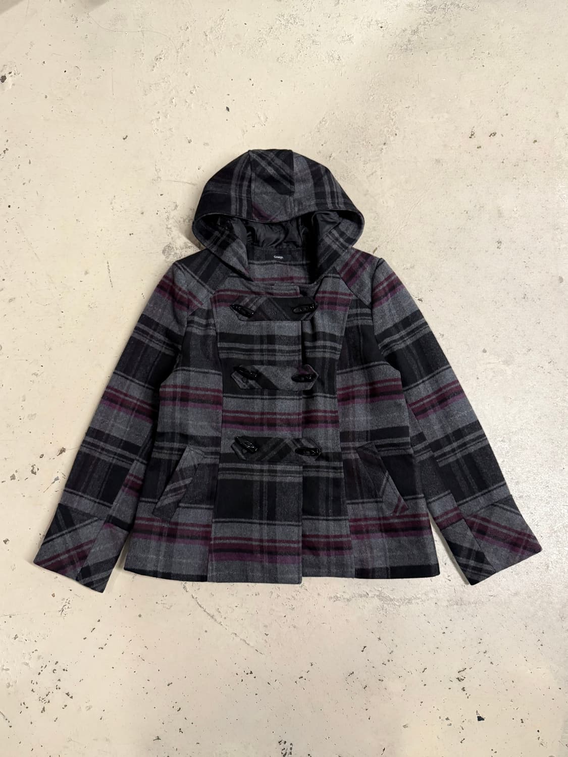 check pattern duffle button coat 상품이미지4