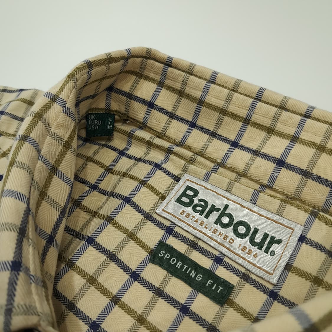 CL299 L 바버 코튼 타터솔체크 베이지 셔츠 남방 상품이미지3