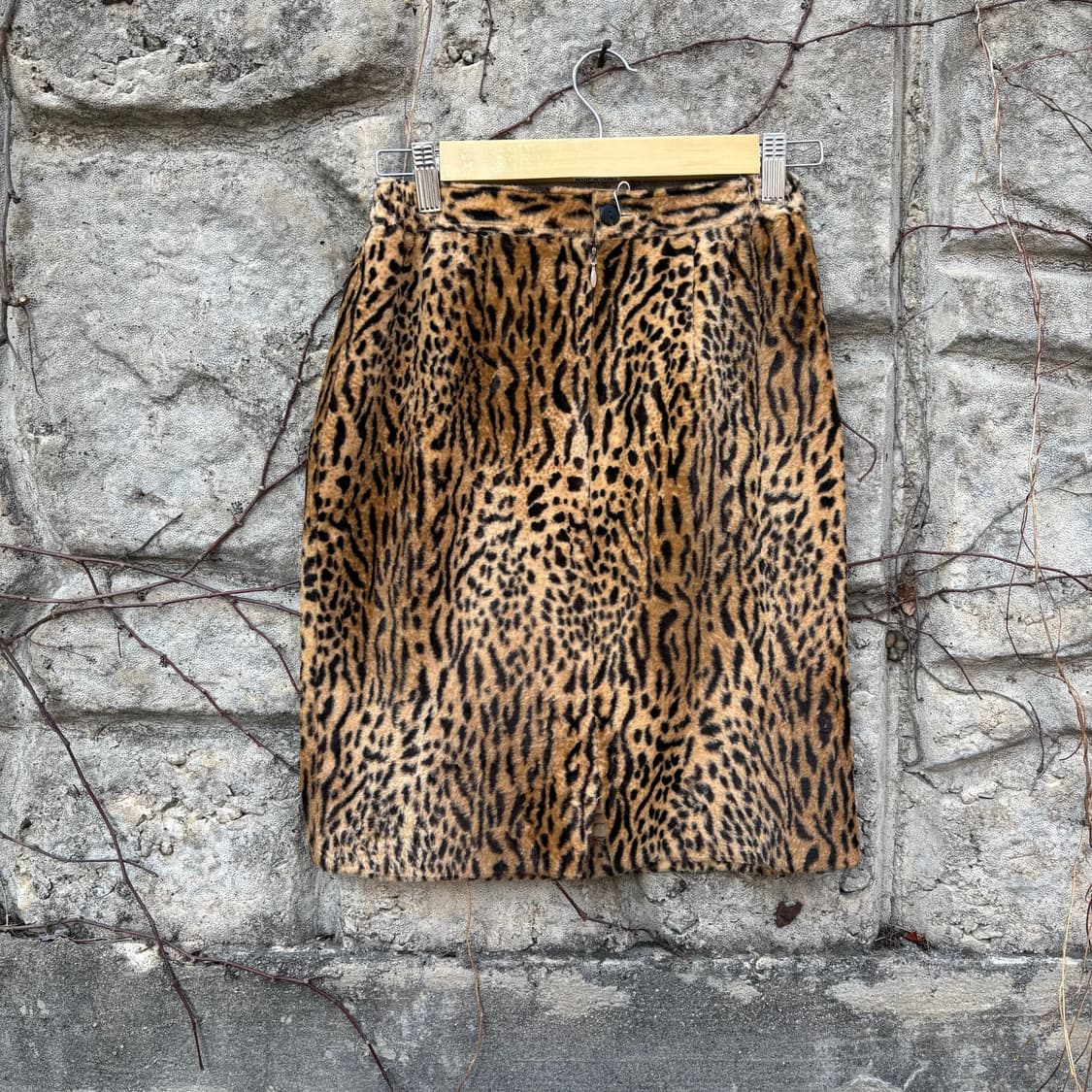 레오파드 호피 패턴 빈티지 여성 미디 스커트 피마 상품이미지2