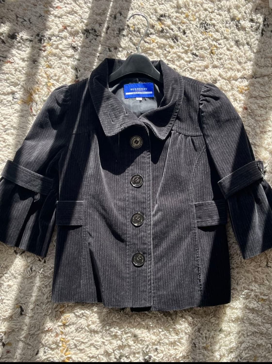 버버리 블루 라벨 코듀로이 테일러드 자켓 블랙 38 상품이미지1