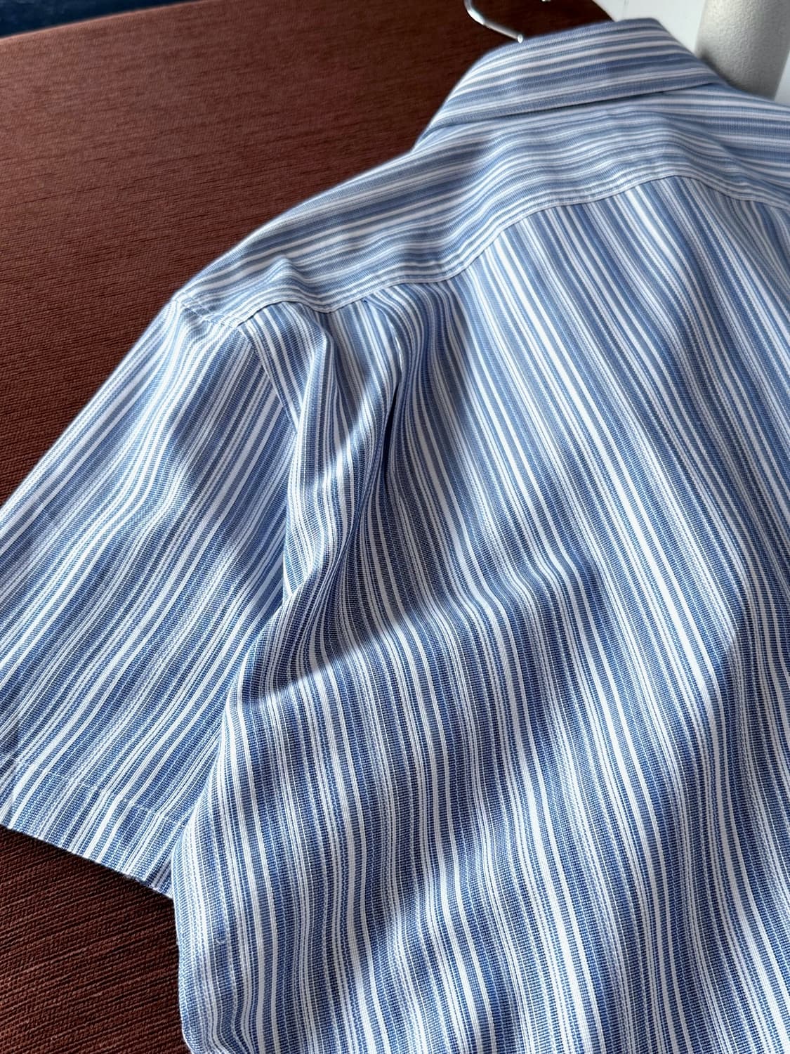 High count multi stripe woven H/S shirt 상품이미지5