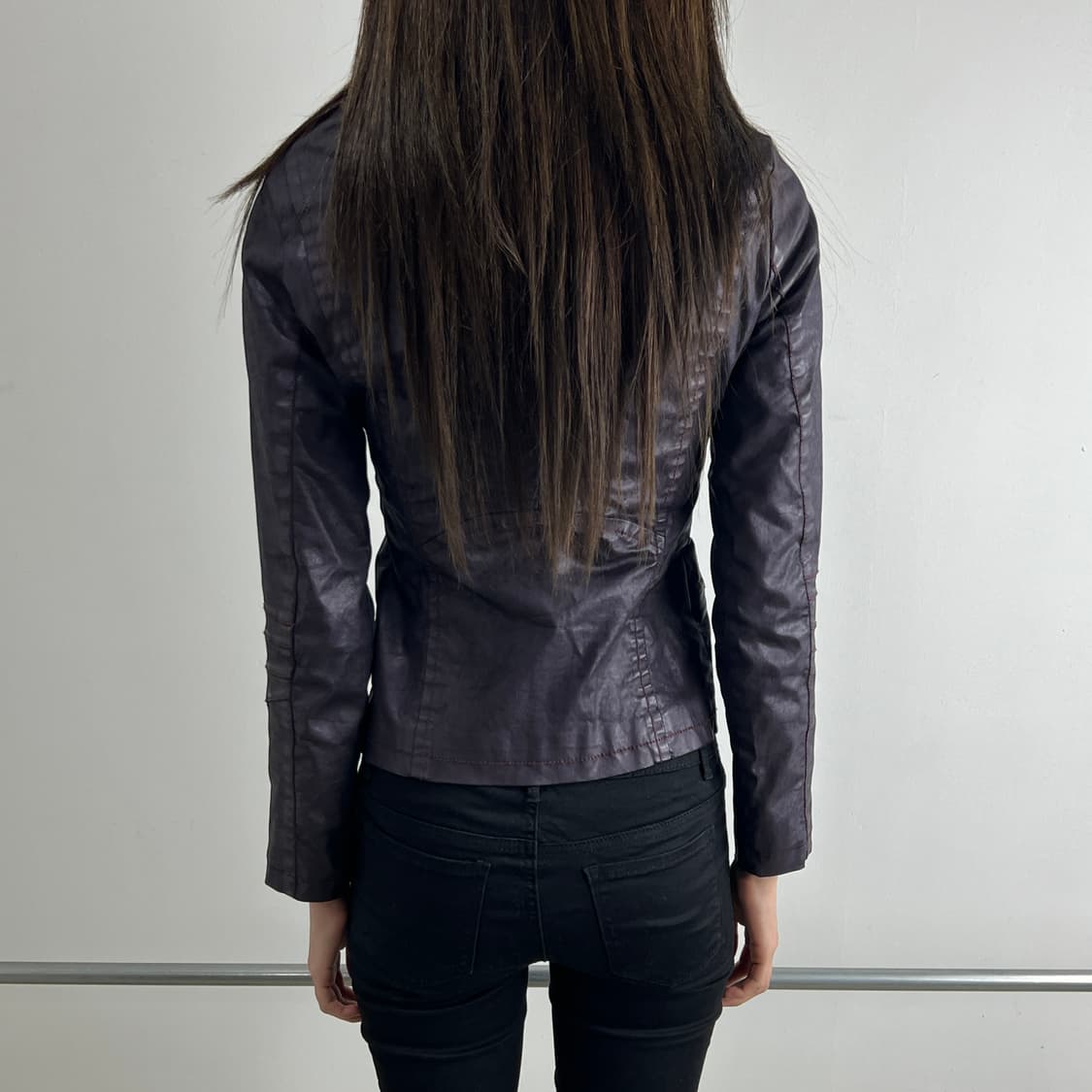 BRAY STEVE ALAN 비대칭 코팅 라이더 자켓 상품이미지3