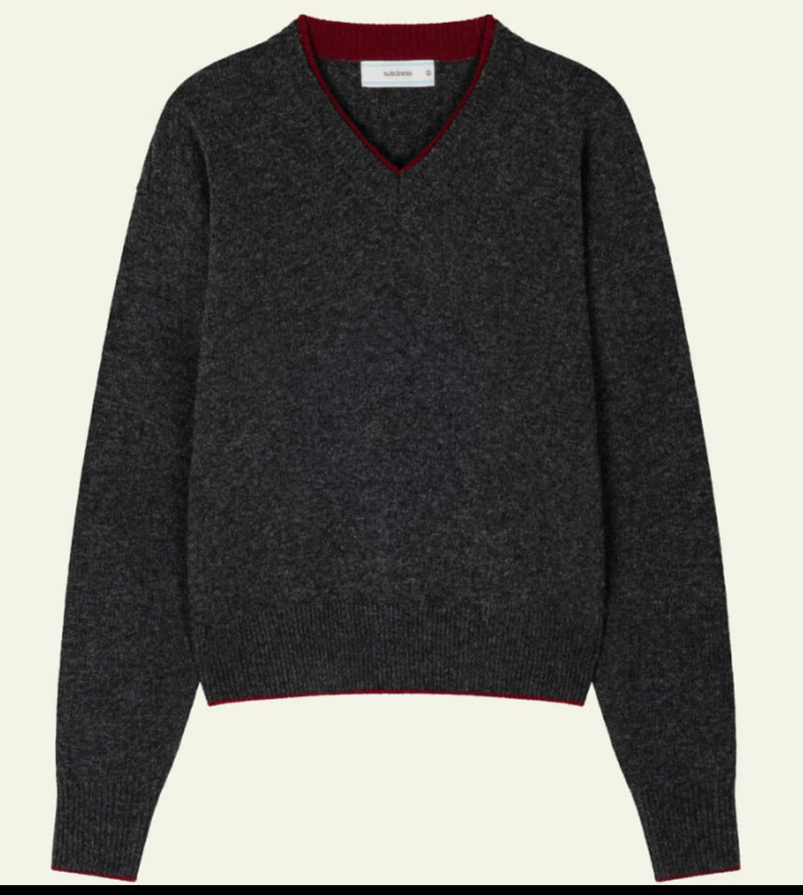 웨이비니스 드리프트 브이넥 니트 챠콜레드 상품이미지1