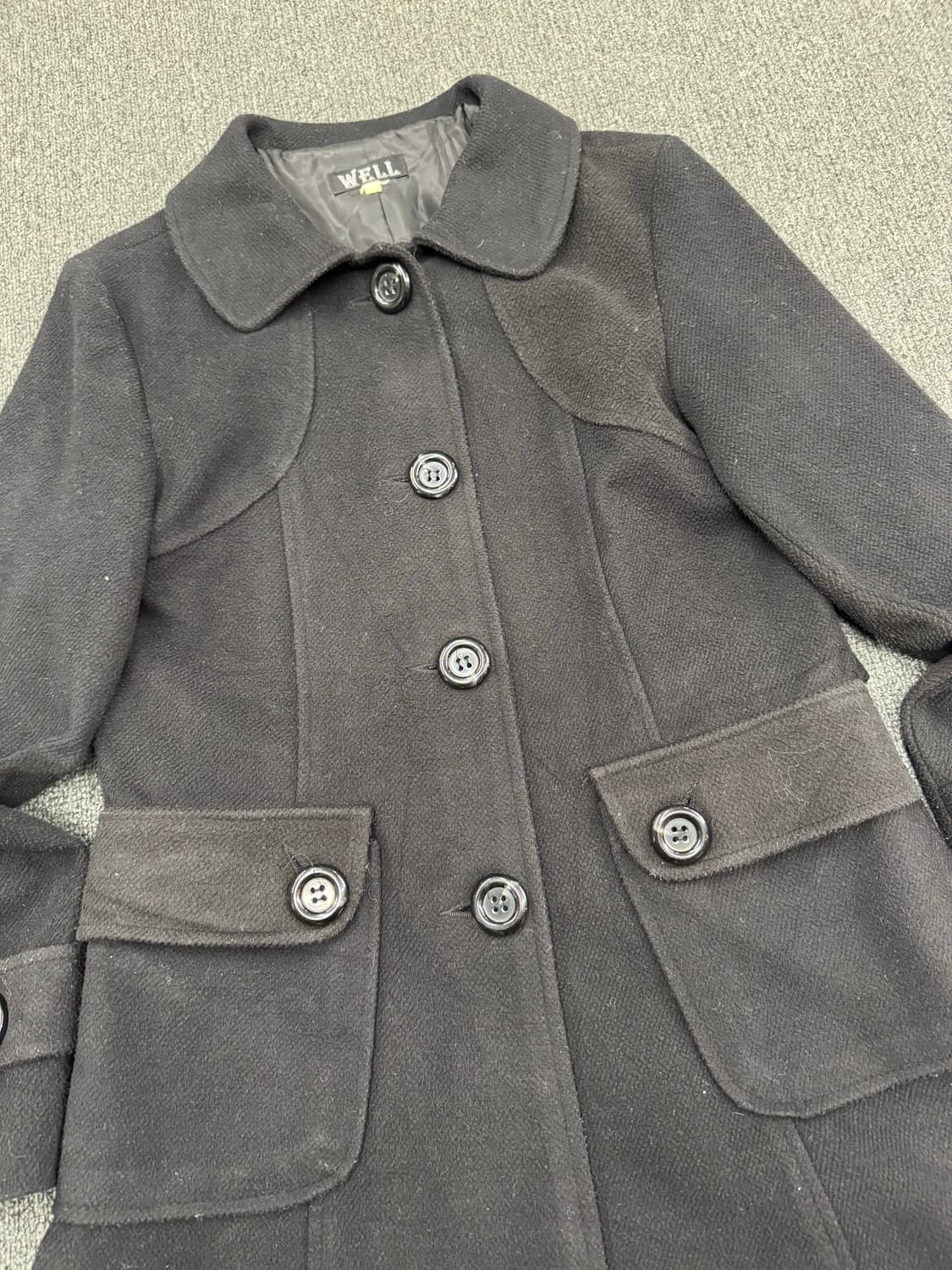 OS)Japanese vintage 여성 울 블랙 코트 상품이미지2