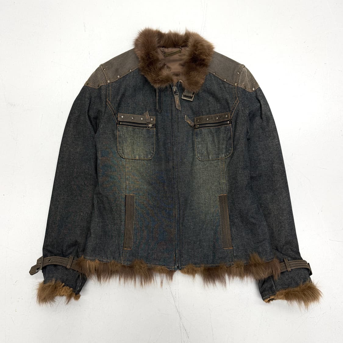 폭스퍼 Y2K 레더도킹 펑크 집업 자켓 상품이미지2