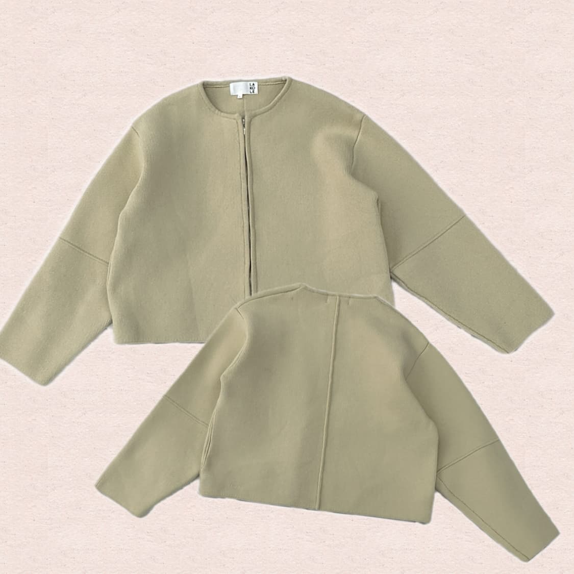 LAKOLE 베이지 니트 아우터 자켓 가을 그런지 히피 크롭  상품이미지1