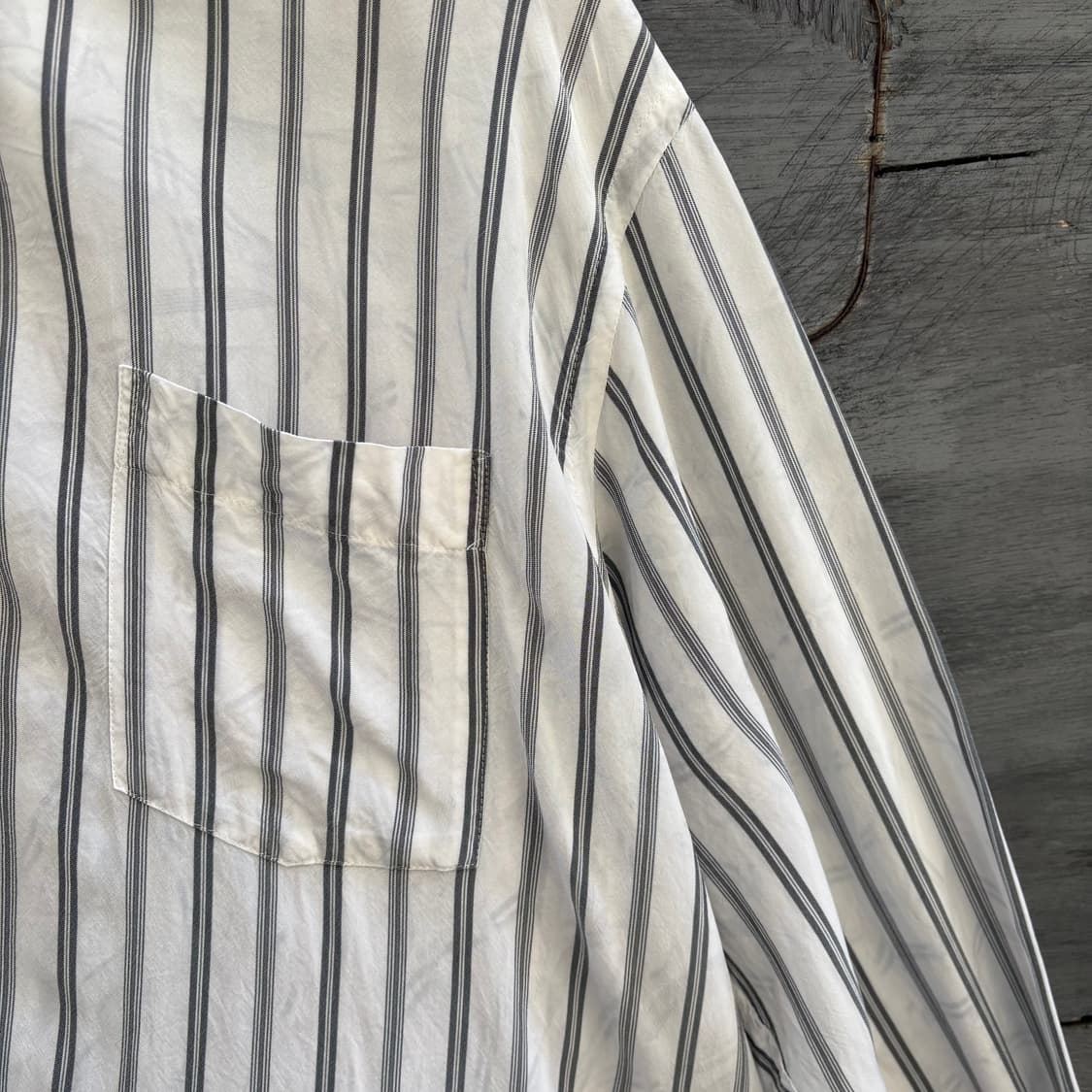 90s 꼼데가르송 robe de chambre 실키 블랙 스트라이프 셔츠 상품이미지4