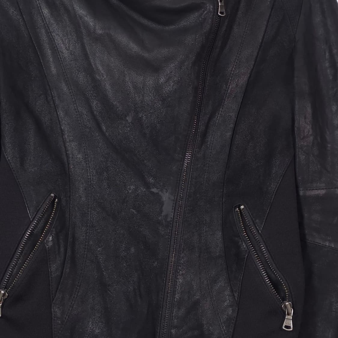 플라스틱 아일랜드 천연 염소 가죽 비대칭 라이더 자켓 M 상품이미지5