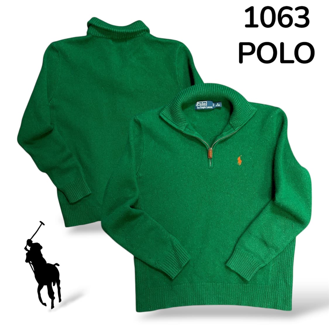 폴로 카라 반집업 니트 그린 M 상품이미지1