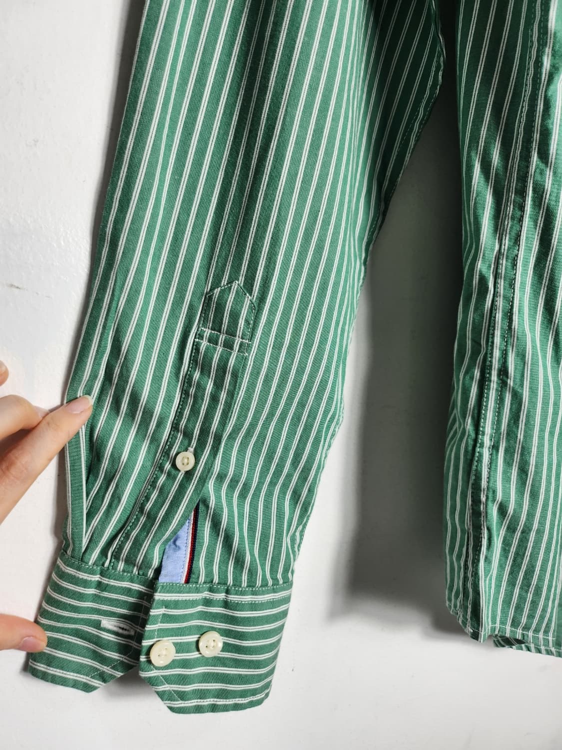 타미힐피거 그린 스트라이프 셔츠 상품이미지3