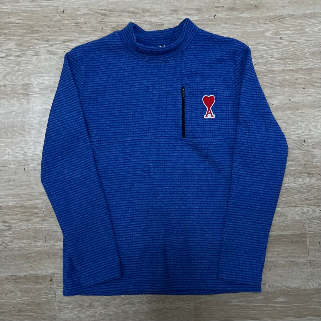 아미 하트 자수로고 와플 후리스 웜업 풀오버 [블루] XL/105 상품이미지1