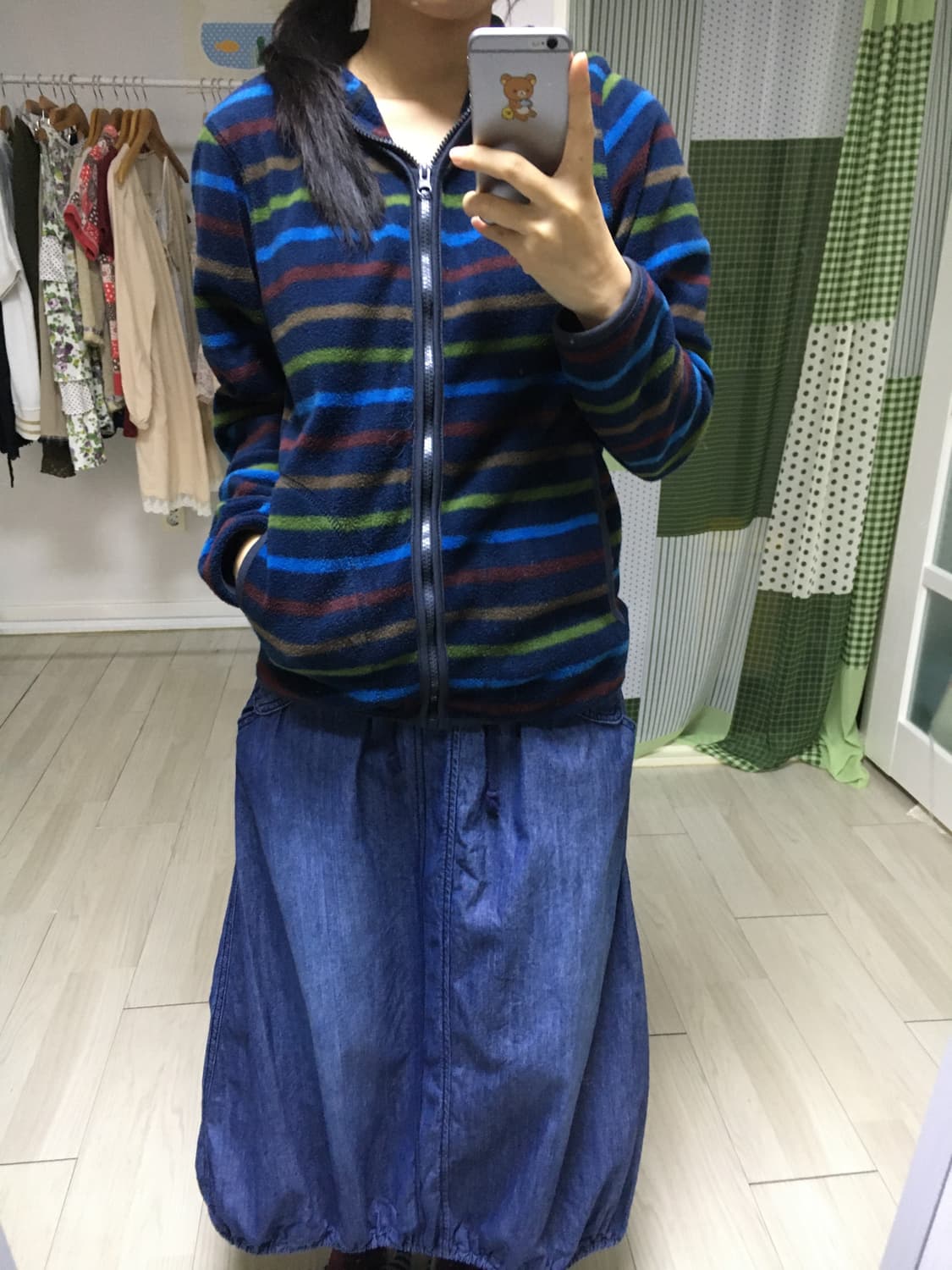 네이비 스트라이프 플리스 후드집업 상품이미지10