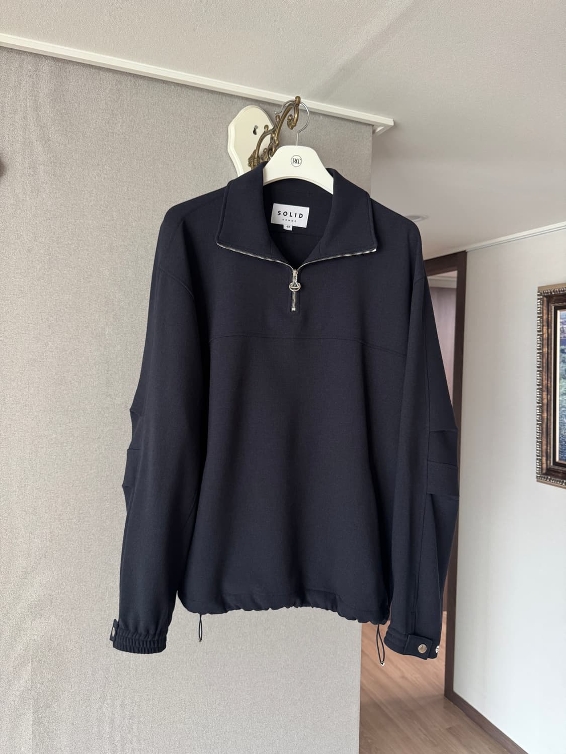 솔리드옴므 오버핏 쉘파카 반집업 맨투맨 48사이즈 판매 상품이미지1