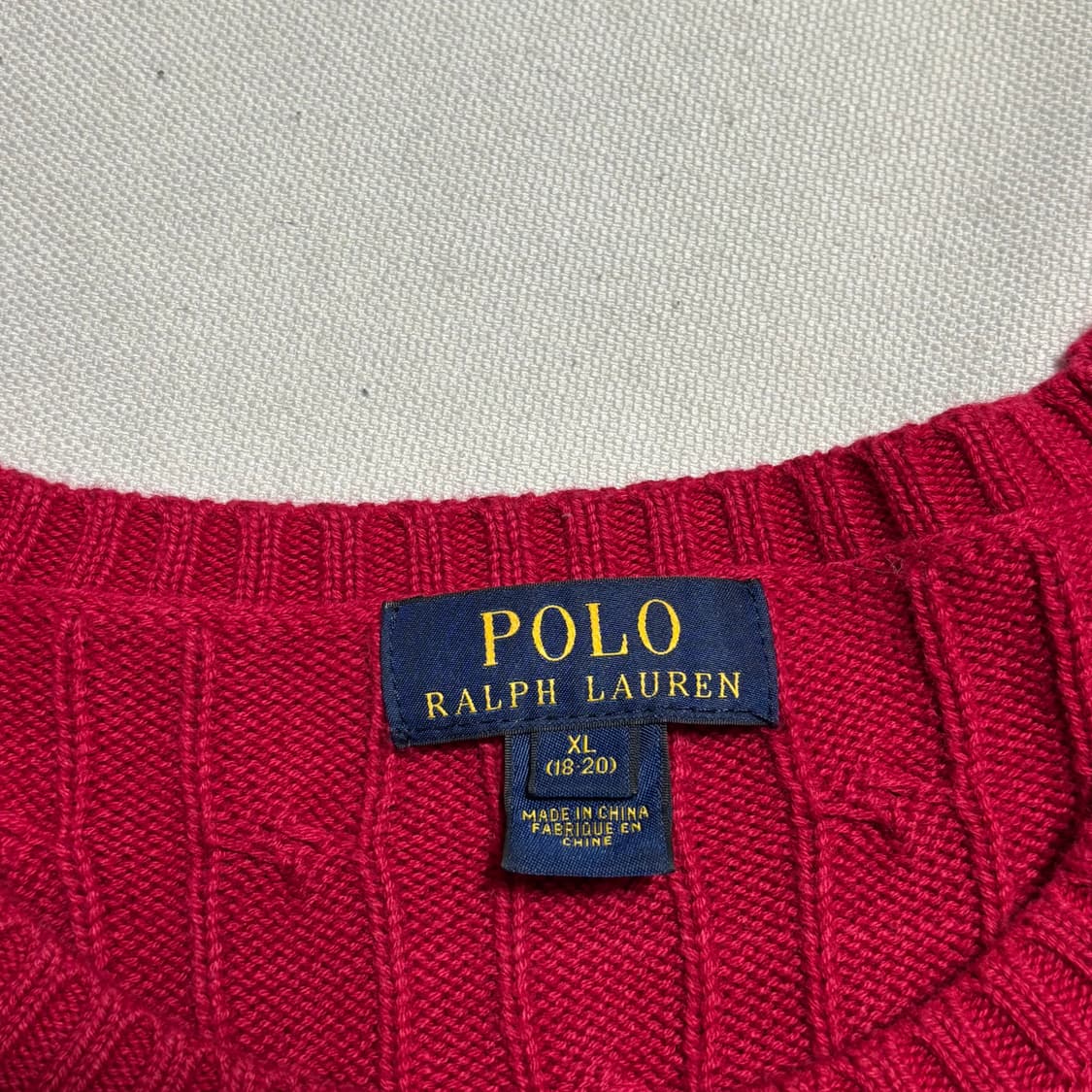 XL 여성용 폴로랄프로렌 레드 케이블 니트 상품이미지4