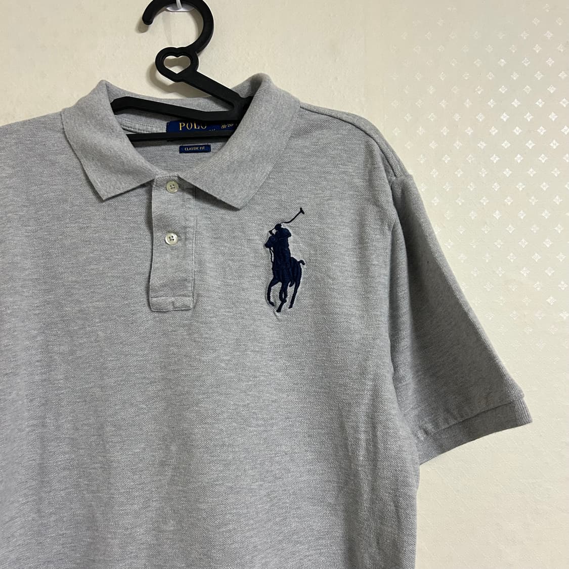 폴로 랄프로렌 신형 빅포니 치프키프 넘버 로고 반팔 카라 티셔츠 그레이  상품이미지5