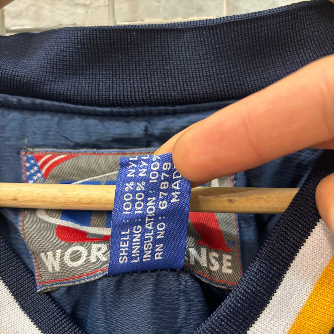 90s USA 월드센스 올드스쿨 미시간 네이비 웜업 XL 상품이미지7