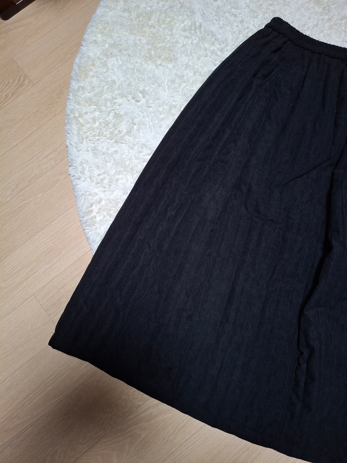 (마지막특가) 잔골덴 누빔 롱스커트 블랙 상품이미지4