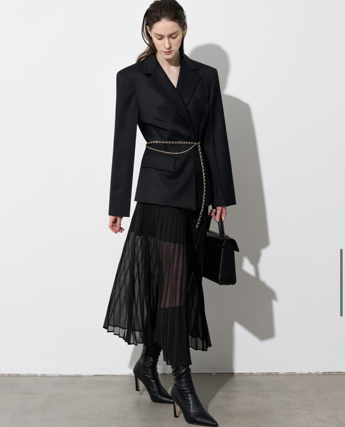 문트 쉬폰 플리츠 롱 스커트 상품이미지2