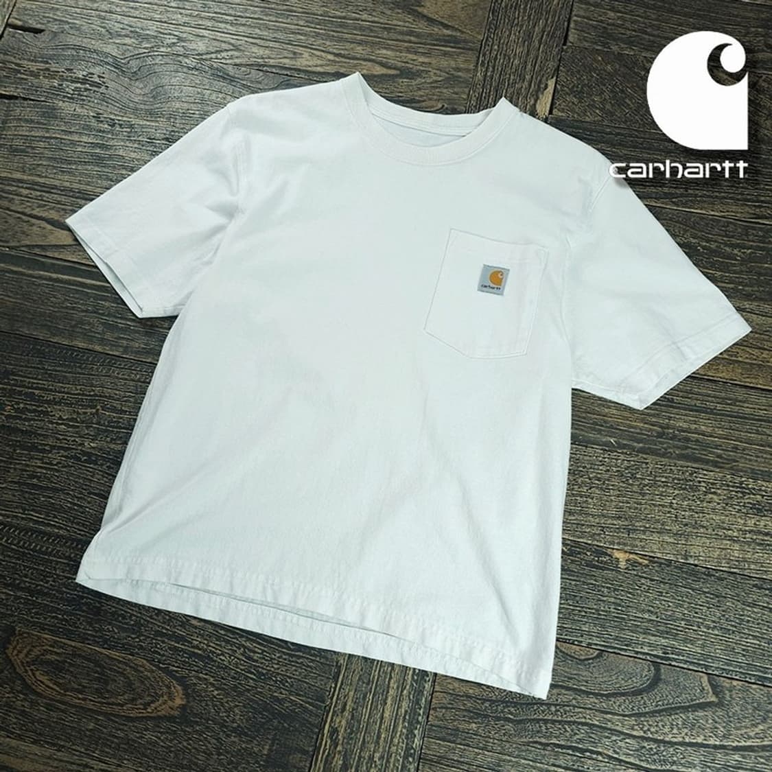 [칼하트] 로고 패치 오버핏 포켓 반팔티 화이트 M21109 상품이미지1