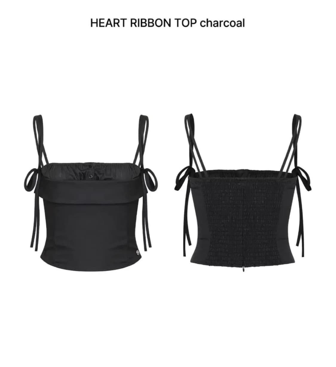페인오어플레져 하트 리본 탑 차콜 상품이미지1