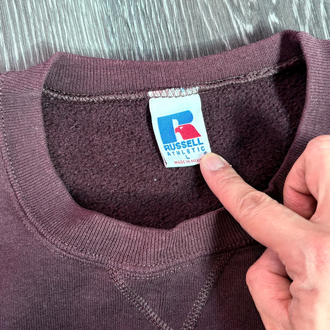 [L] 러셀 스웻셔츠 맨투맨 마룬 와인 상품이미지4
