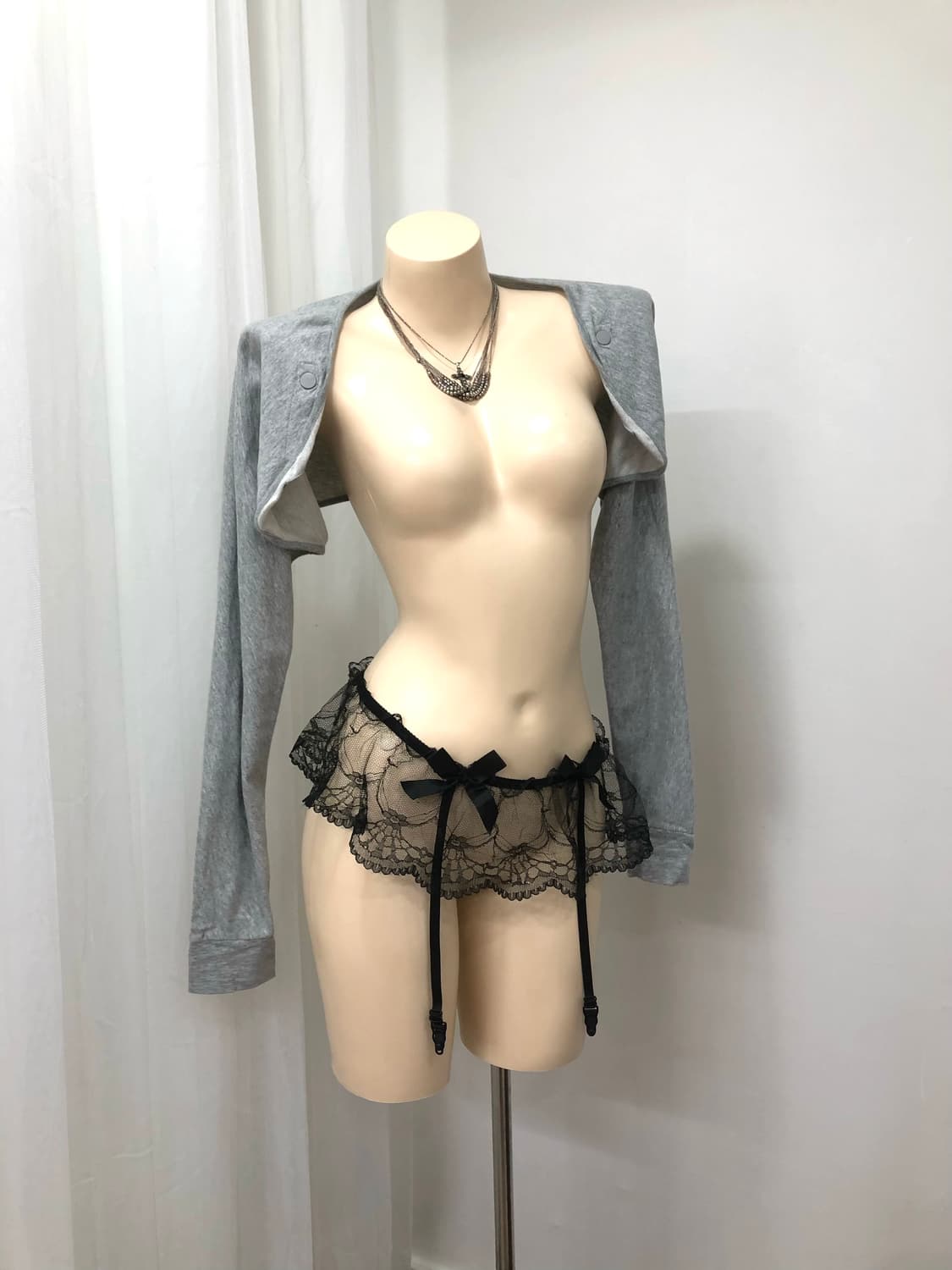 y2k detachable gray hood zip up 상품이미지6