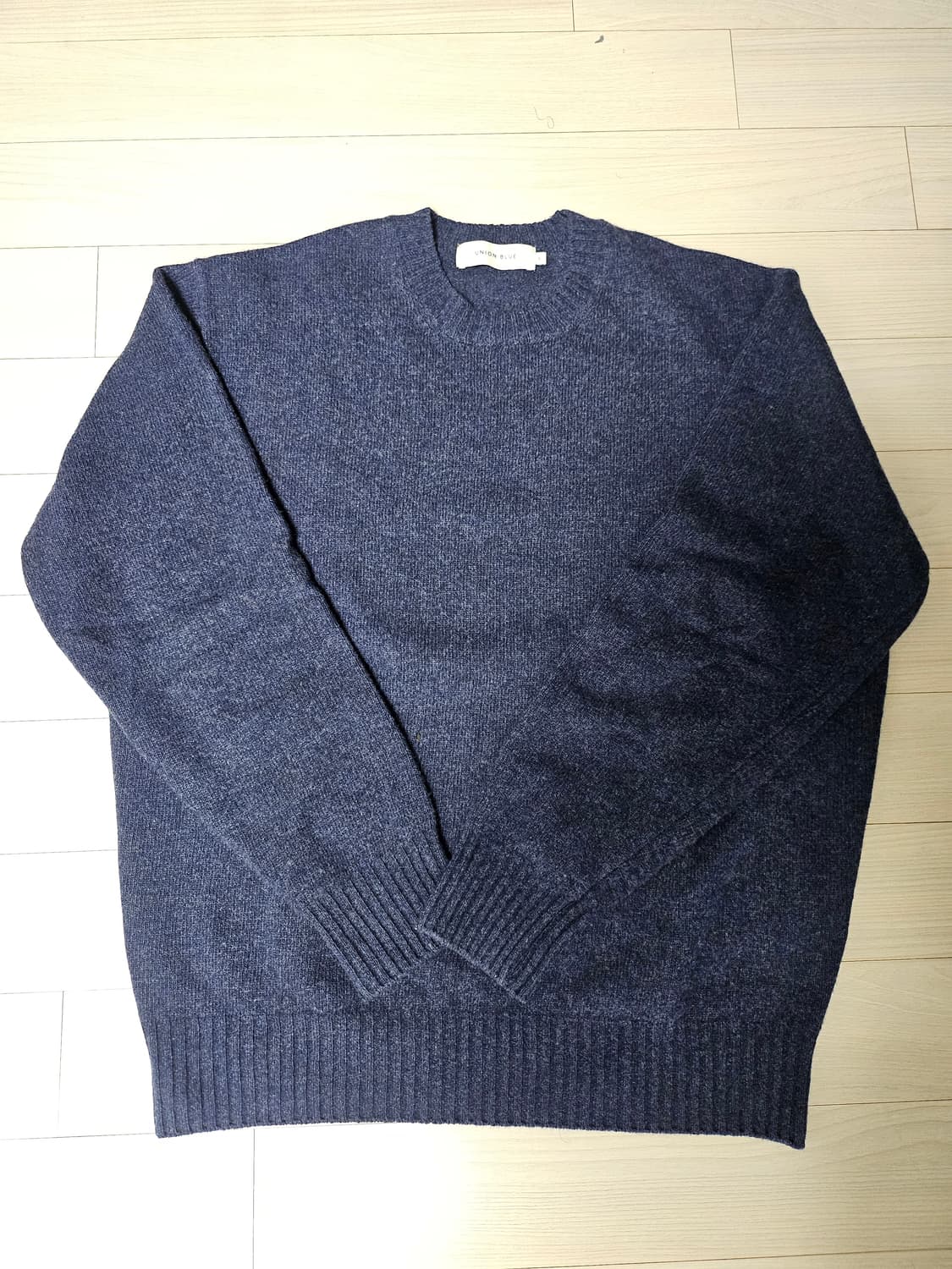 유니온블루 캐시미어 울 크루넥 니트 L [멜란지 네이비] 상품이미지3