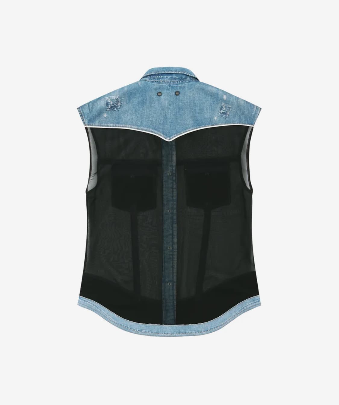 앤더슨벨 Andersson Bell 데님 프린트 슬리브리스 셔츠 상품이미지2