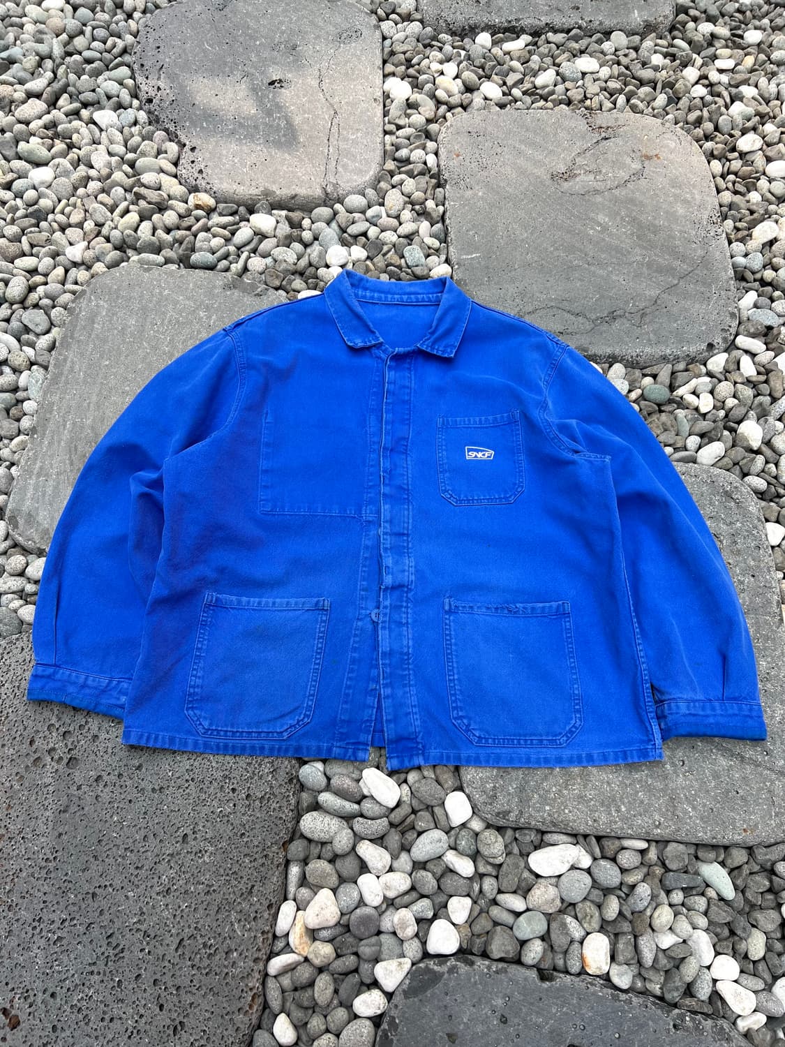 OLD VINTAGE WASHING BLUE SNCF 프렌치워크자켓 상품이미지1