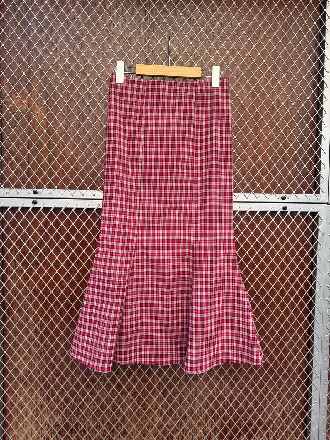 유어네임히얼 설렘이 체크 머메이드 롱 스커트 S 문가영 착용 상품이미지4